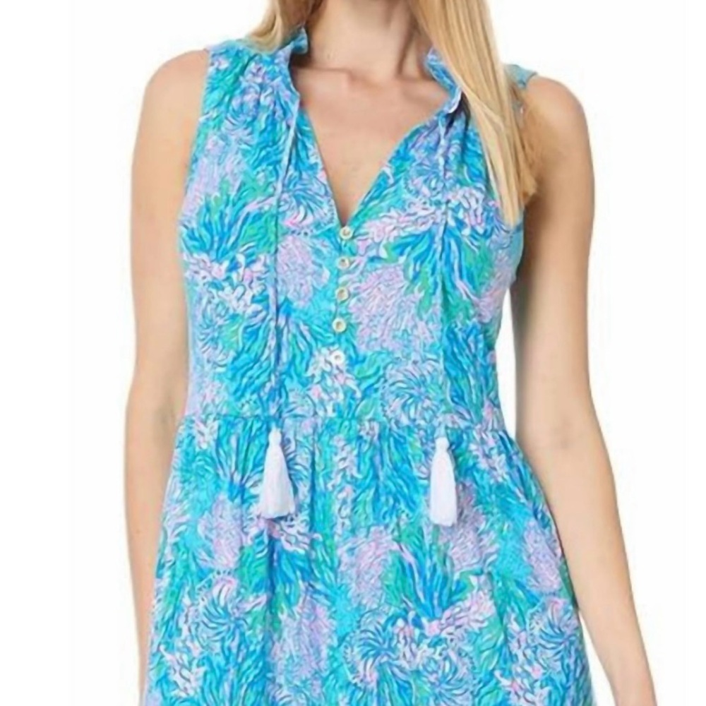 Lilly Pulitzer Blue and Pink Tiered Maxi Skirt